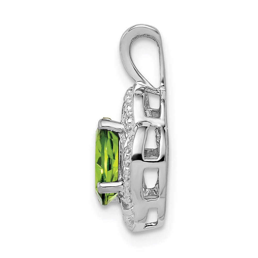 Sterlingsilber Rhodiniert Diamant. & Peridot Anhänger