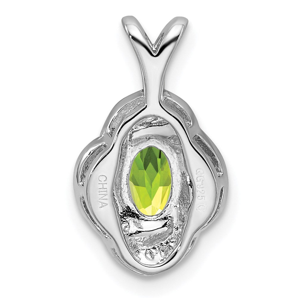 Sterlingsilber Rhodiniert Diamant. & Peridot Anhänger