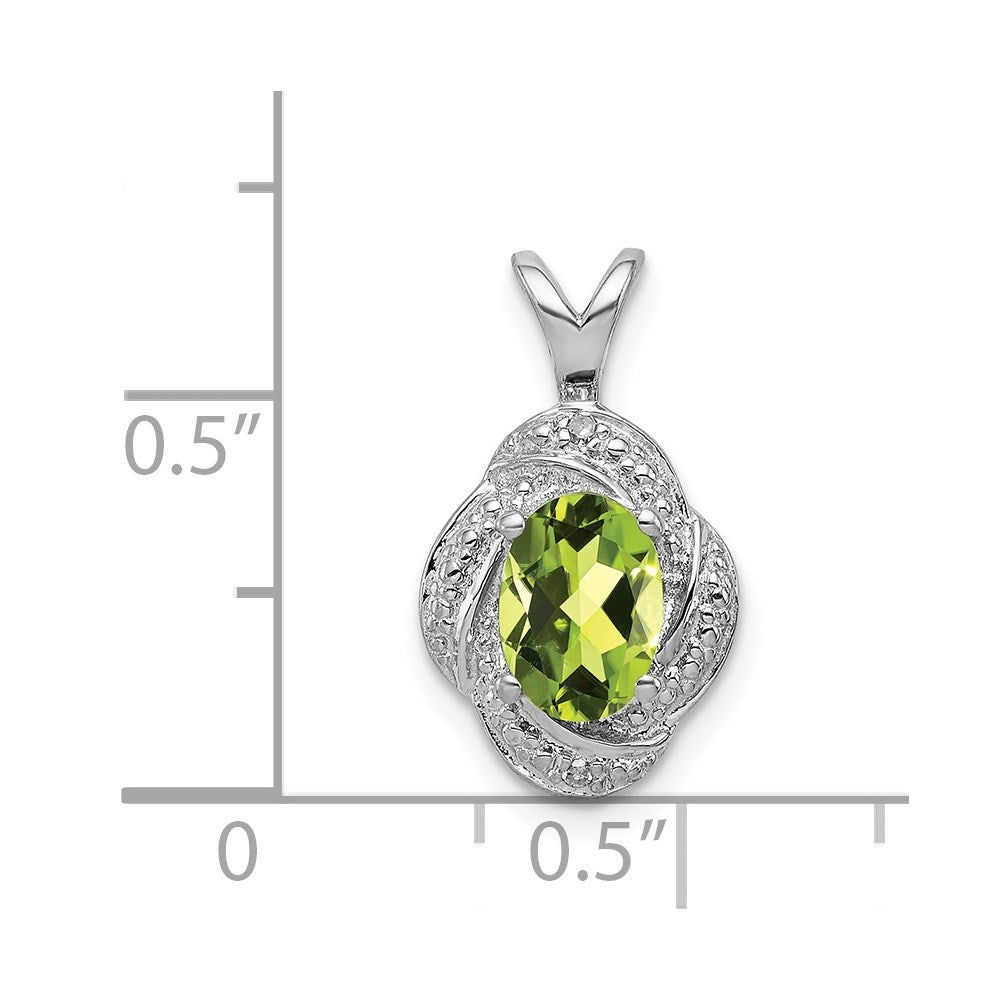 Sterlingsilber Rhodiniert Diamant. & Peridot Anhänger