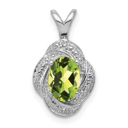 Sterlingsilber Rhodiniert Diamant. & Peridot Anhänger