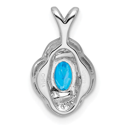 Sterlingsilber Rhodiniert Diamant. & Blautopas Anhänger