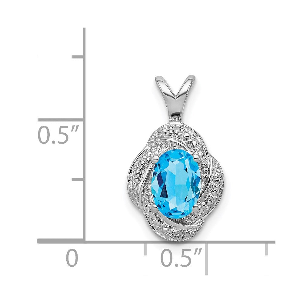 Sterlingsilber Rhodiniert Diamant. & Blautopas Anhänger
