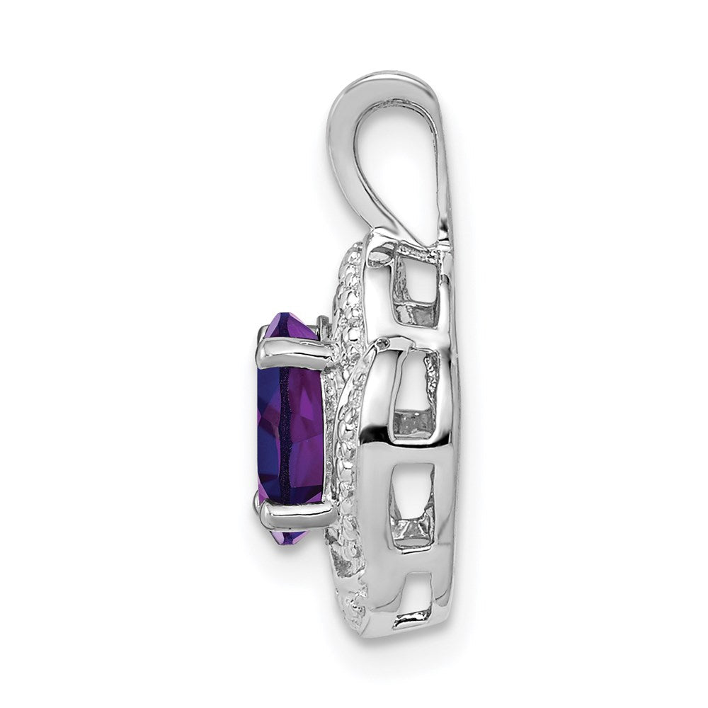 Sterlingsilber Rhodiniert Diamant. & Amethyst Anhänger