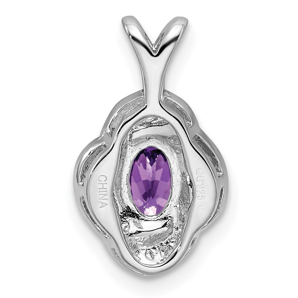 Sterlingsilber Rhodiniert Diamant. & Amethyst Anhänger