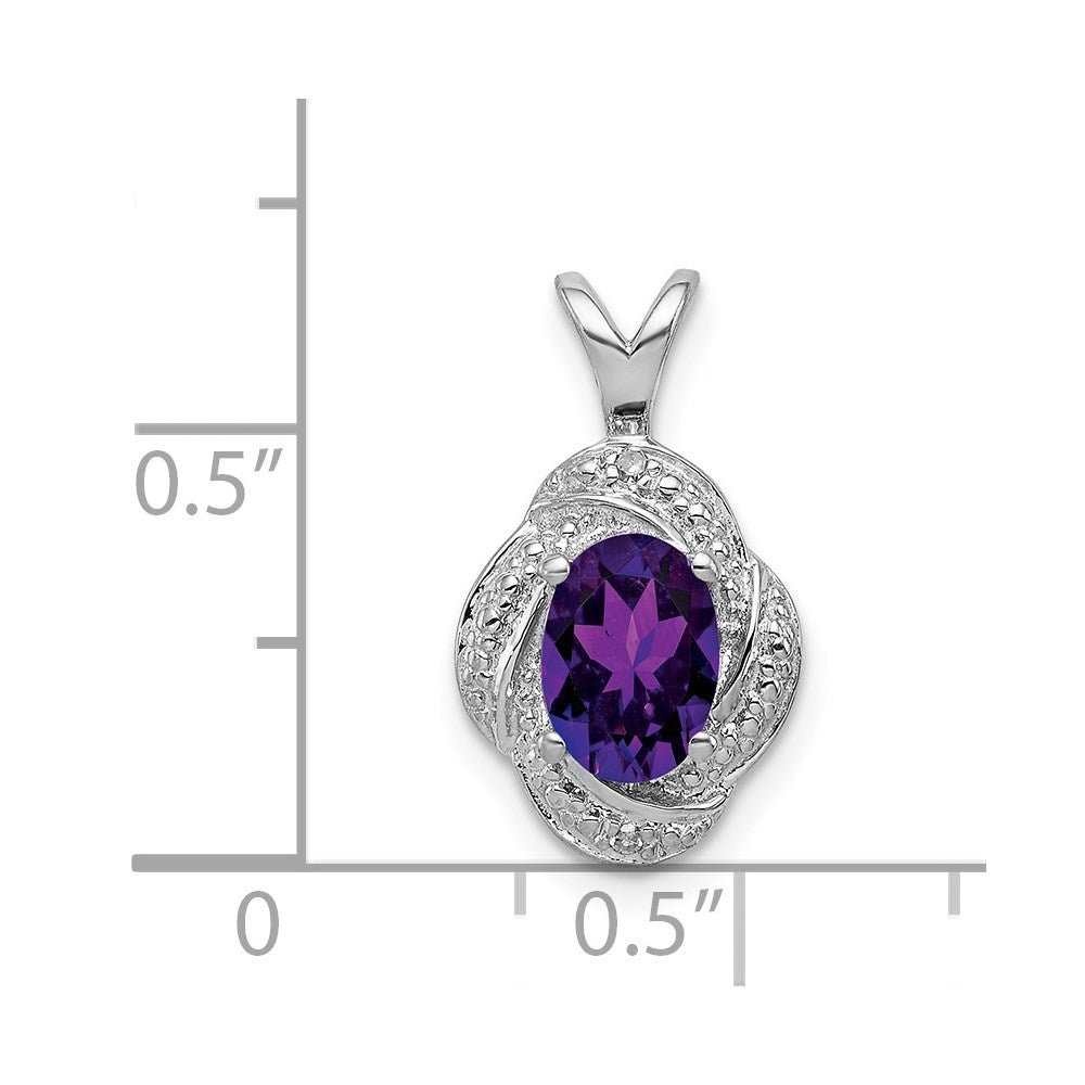 Sterlingsilber Rhodiniert Diamant. & Amethyst Anhänger
