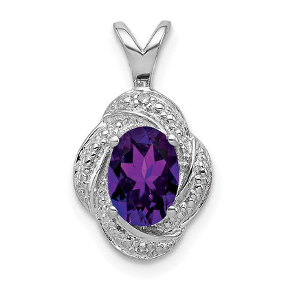 Sterlingsilber Rhodiniert Diamant. & Amethyst Anhänger