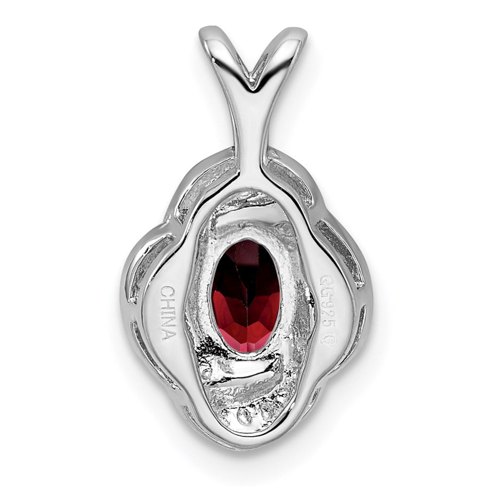 Sterlingsilber Rhodiniert Diamant. & Granat Anhänger