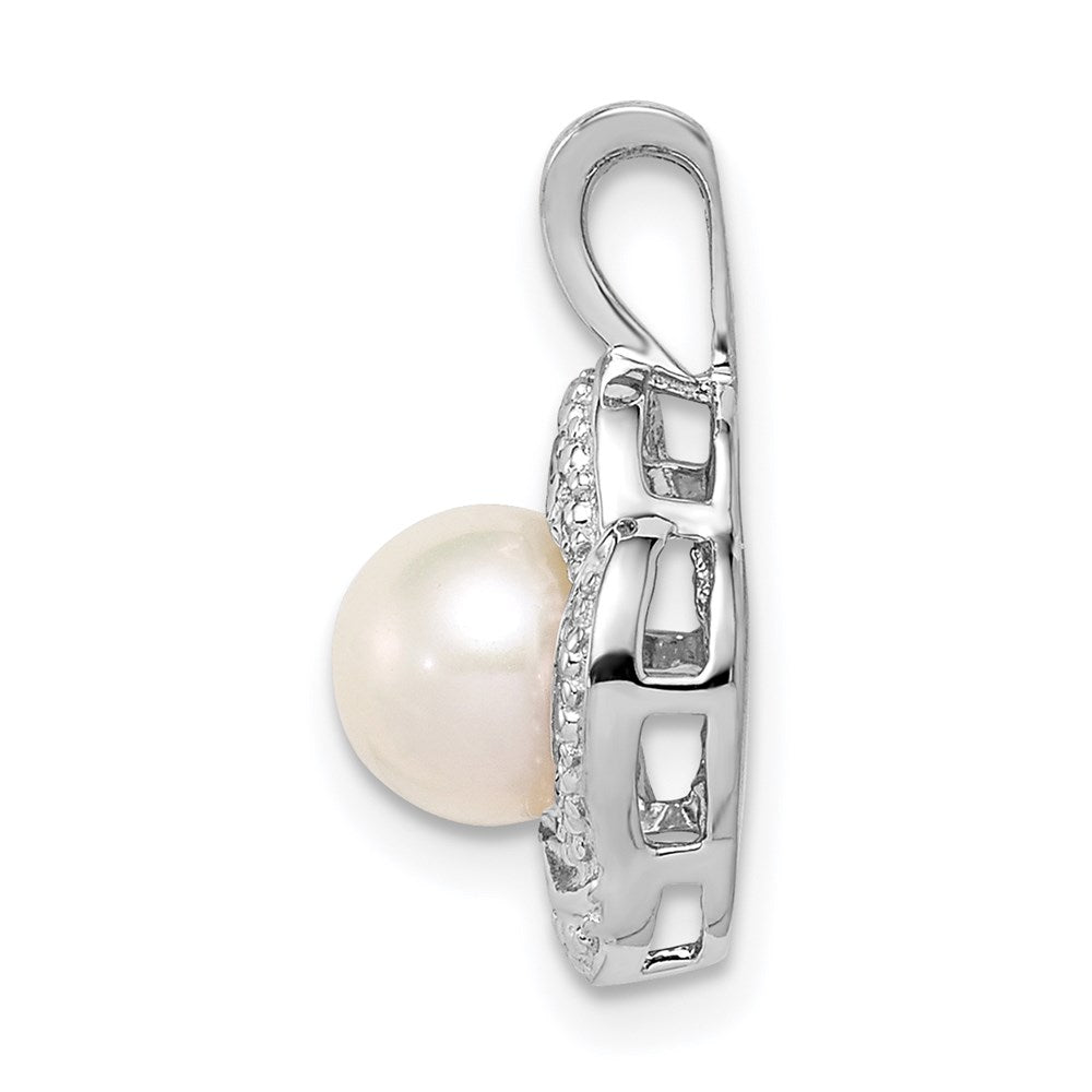 Sterlingsilber Rhodiniert Diamant. & Fw Zuchtperle Anhänger