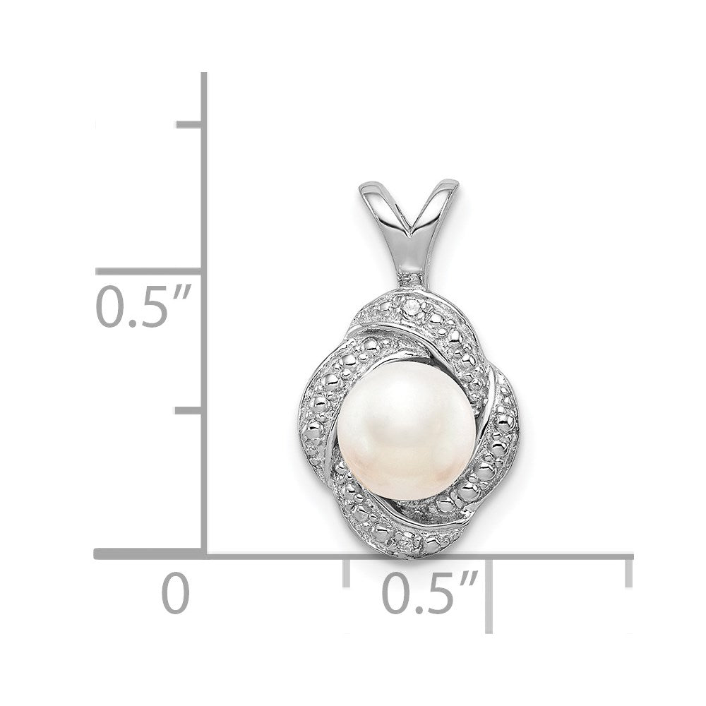 Sterlingsilber Rhodiniert Diamant. & Fw Zuchtperle Anhänger