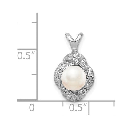 Sterlingsilber Rhodiniert Diamant. & Fw Zuchtperle Anhänger