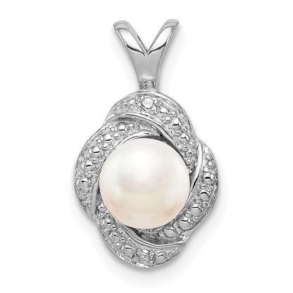 Sterlingsilber Rhodiniert Diamant. & Fw Zuchtperle Anhänger