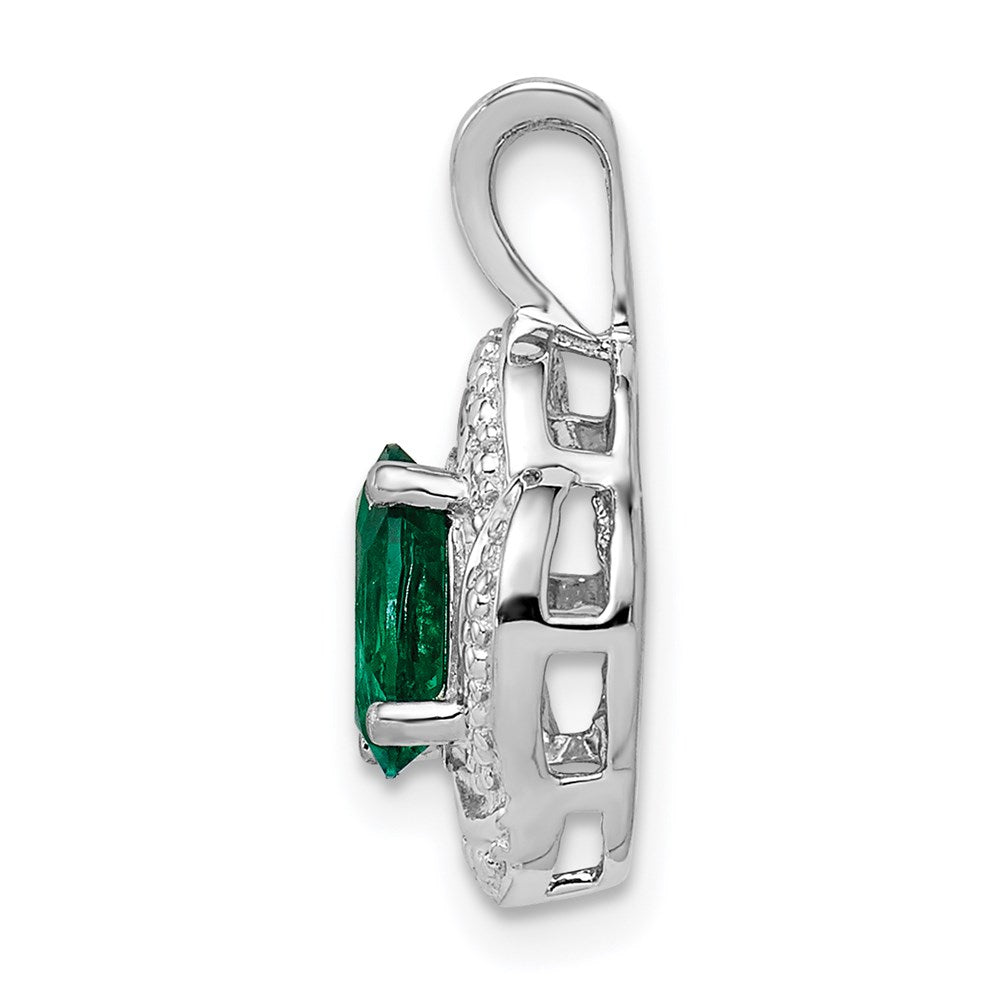 Sterlingsilber Rhodiniert Diamant. & Erzeugt Smaragd Anhänger
