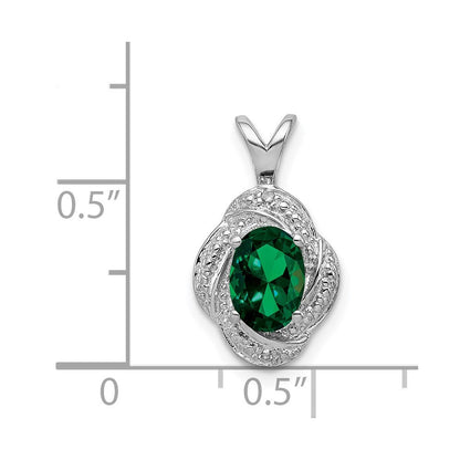 Sterlingsilber Rhodiniert Diamant. & Erzeugt Smaragd Anhänger