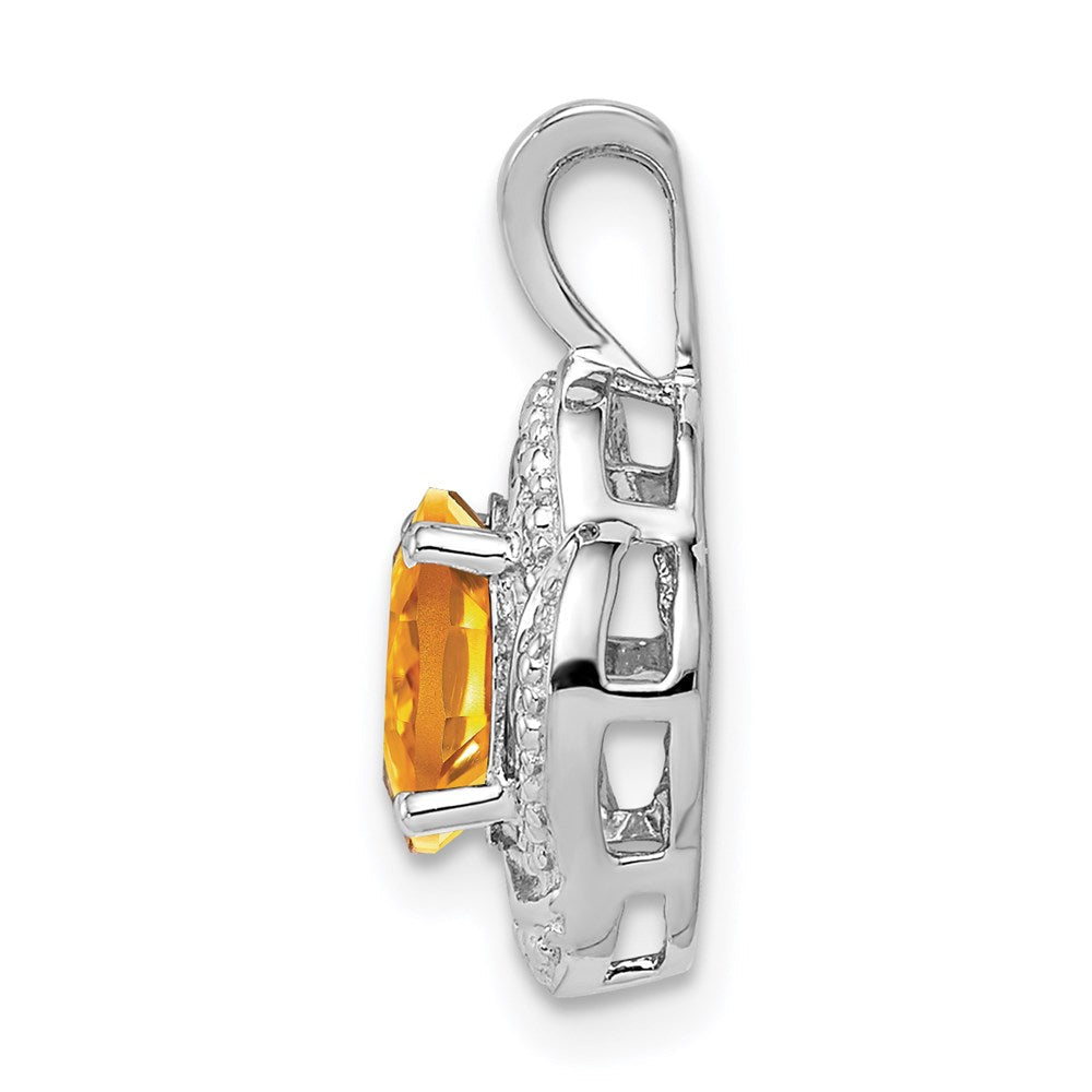 Sterlingsilber Rhodiniert Diamant. & Citrin Anhänger