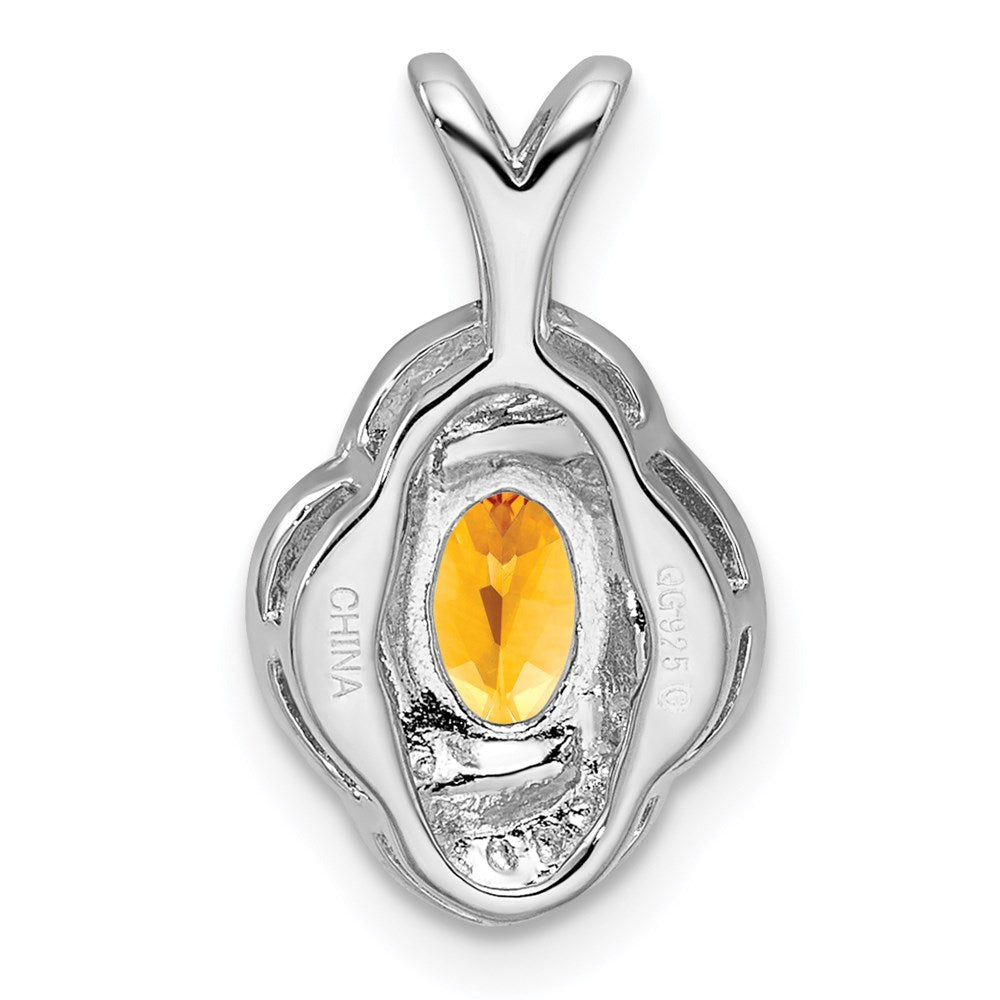 Sterlingsilber Rhodiniert Diamant. & Citrin Anhänger