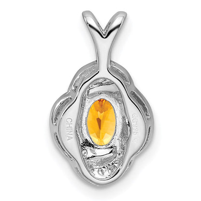 Sterlingsilber Rhodiniert Diamant. & Citrin Anhänger