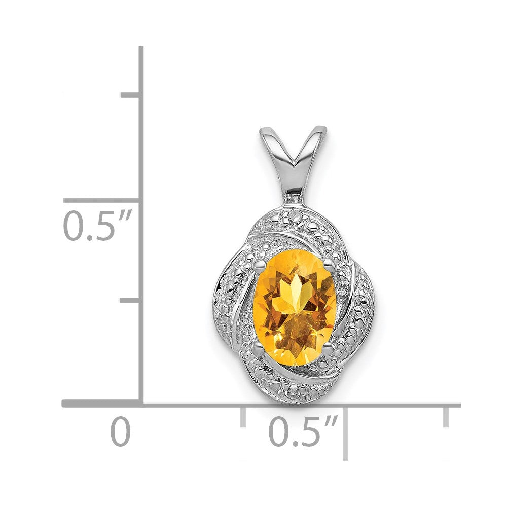 Sterlingsilber Rhodiniert Diamant. & Citrin Anhänger