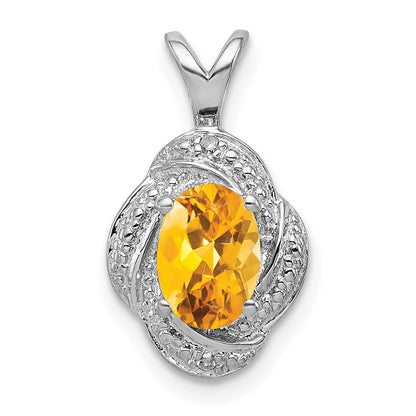Sterlingsilber Rhodiniert Diamant. & Citrin Anhänger