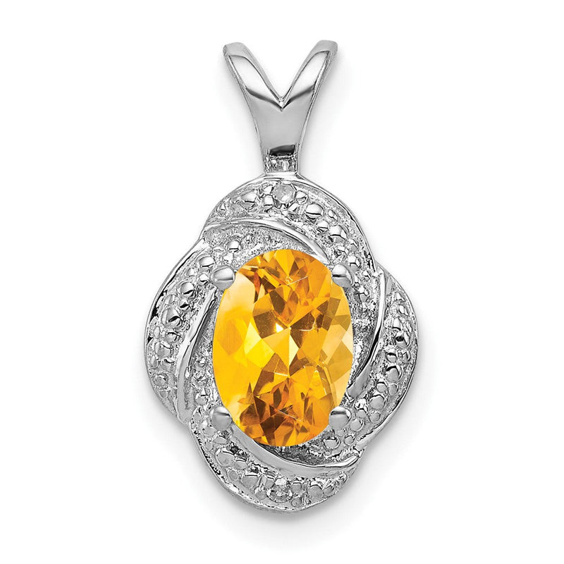 Sterlingsilber Rhodiniert Diamant. & Citrin Anhänger