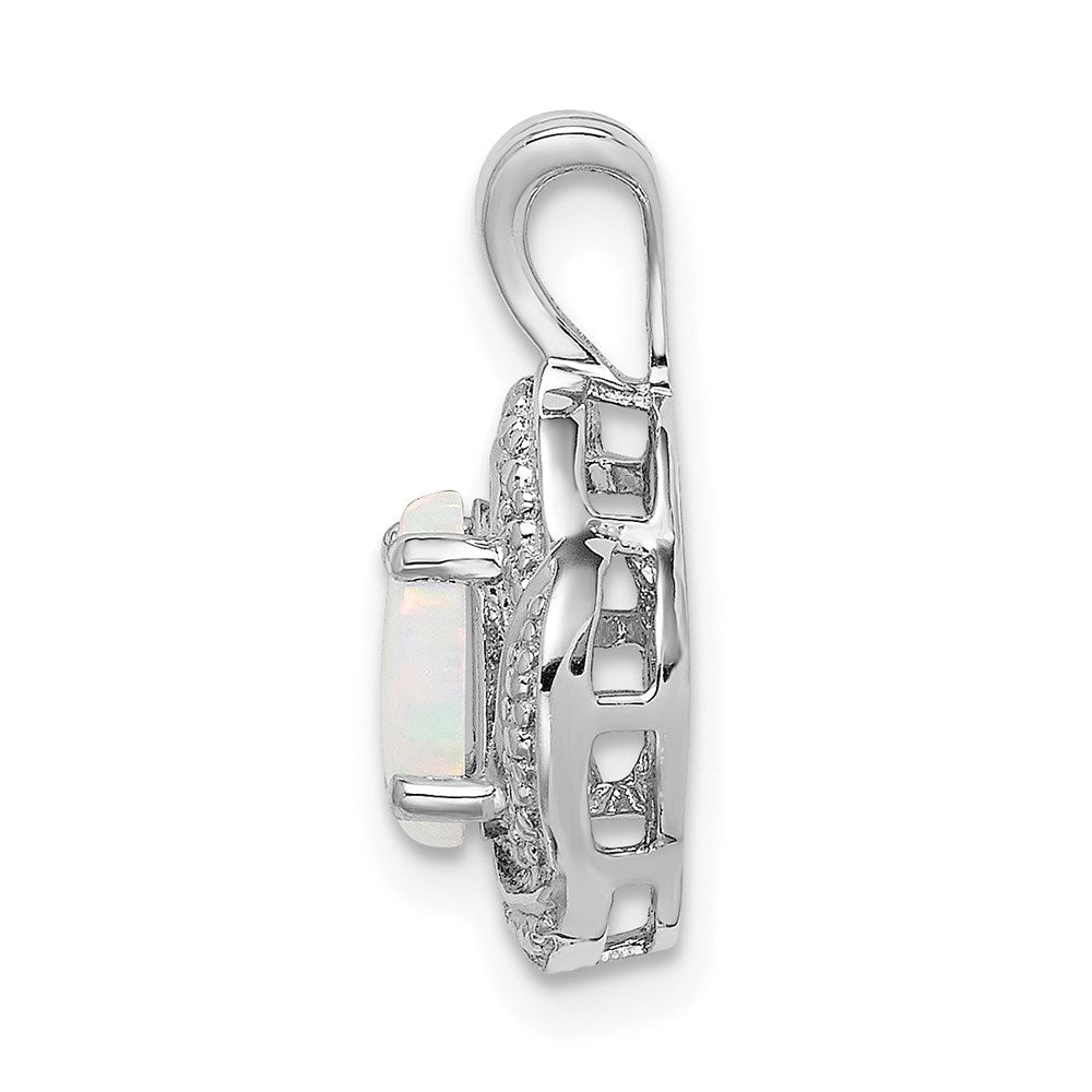 Sterlingsilber Rhodiniert Diamant. & Erzeugt Opal Anhänger