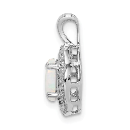 Sterlingsilber Rhodiniert Diamant. & Erzeugt Opal Anhänger