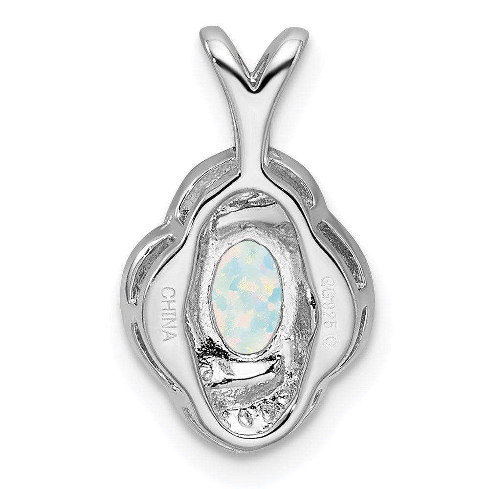 Sterlingsilber Rhodiniert Diamant. & Erzeugt Opal Anhänger
