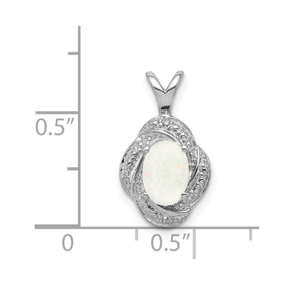 Sterlingsilber Rhodiniert Diamant. & Erzeugt Opal Anhänger