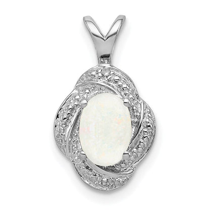 Sterlingsilber Rhodiniert Diamant. & Erzeugt Opal Anhänger
