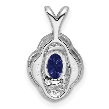 Sterlingsilber Rhodiniert Diamant. & Erzeugt Saphir Anhänger