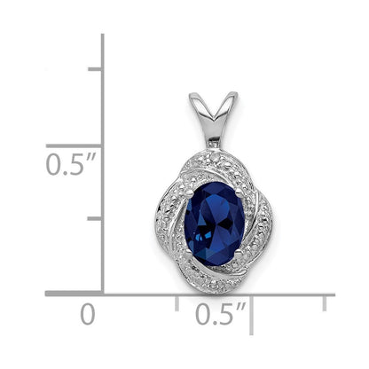 Sterlingsilber Rhodiniert Diamant. & Erzeugt Saphir Anhänger