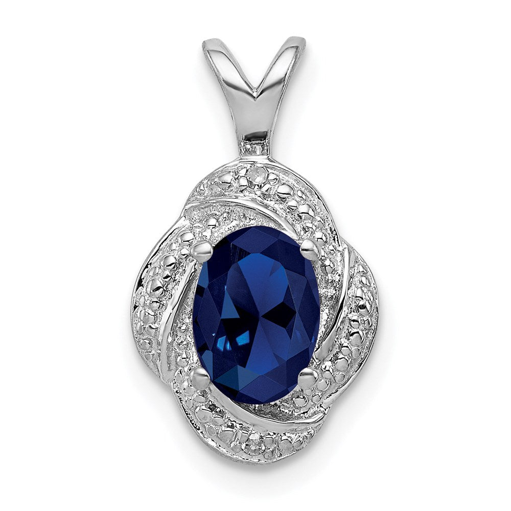 Sterlingsilber Rhodiniert Diamant. & Erzeugt Saphir Anhänger