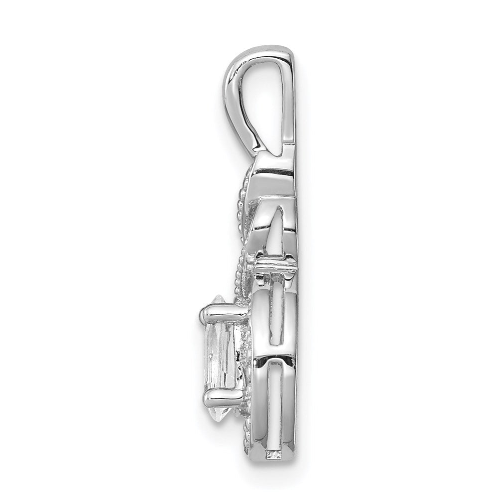 Sterlingsilber Rhodiniert Weiß Topas & Diamant. Anhänger