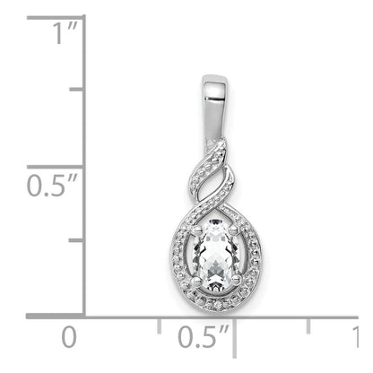 Sterlingsilber Rhodiniert Weiß Topas & Diamant. Anhänger