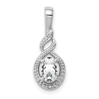 Sterlingsilber Rhodiniert Weiß Topas & Diamant. Anhänger