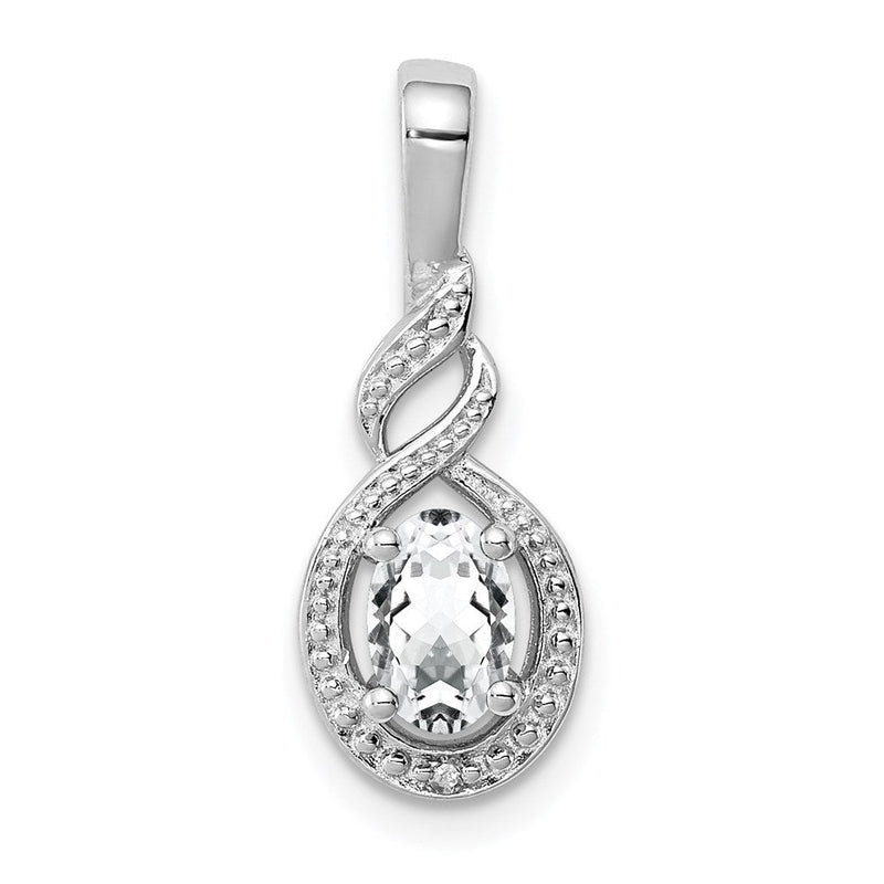 Sterlingsilber Rhodiniert Weiß Topas & Diamant. Anhänger