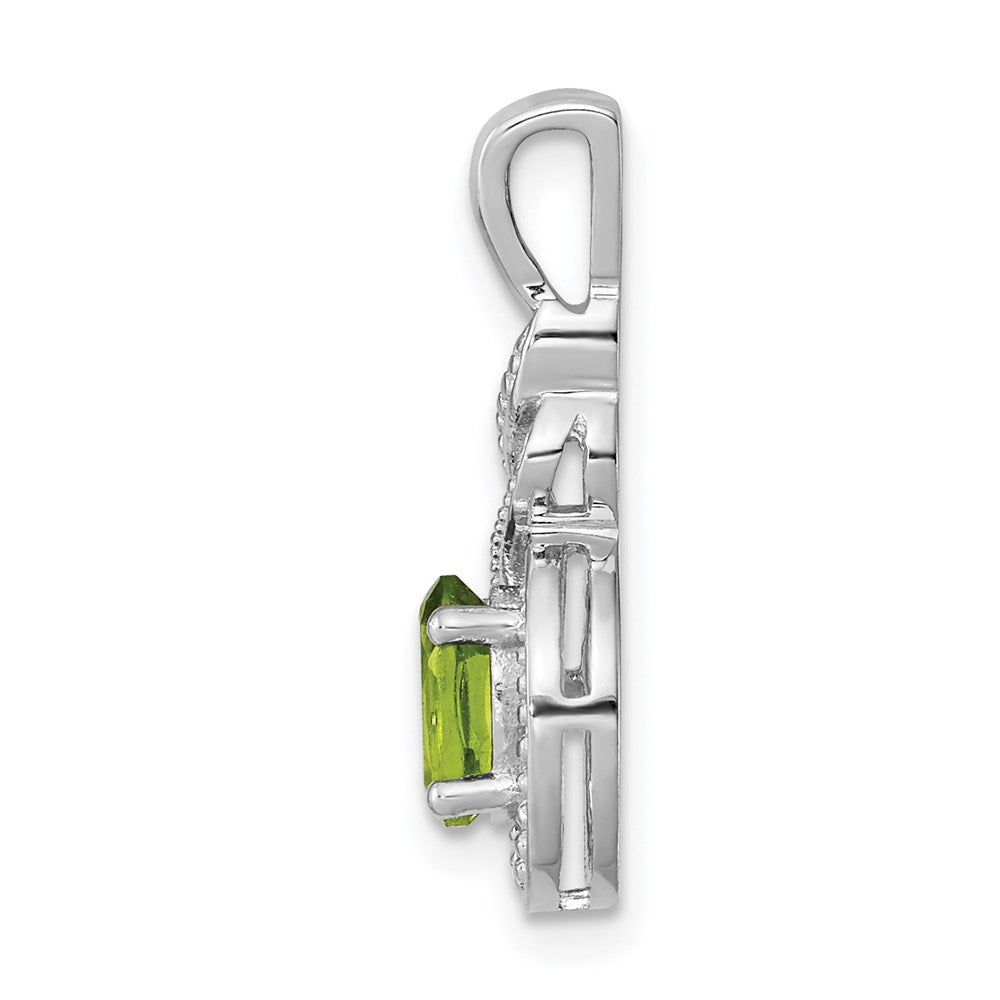 Sterlingsilber Rhodiniert Peridot & Diamant. Anhänger