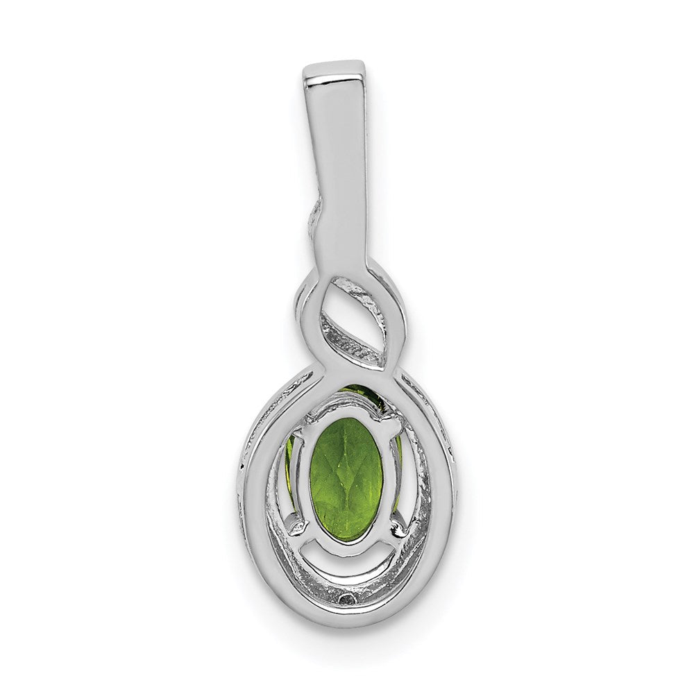 Sterlingsilber Rhodiniert Peridot & Diamant. Anhänger