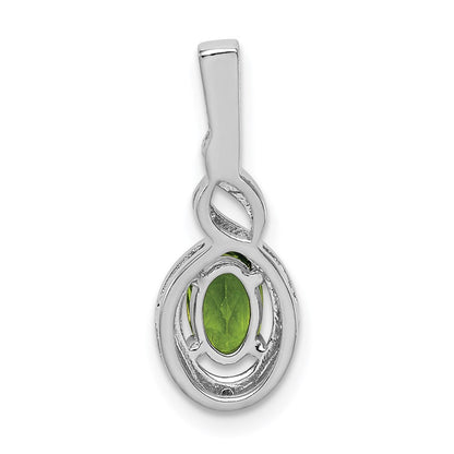 Sterlingsilber Rhodiniert Peridot & Diamant. Anhänger