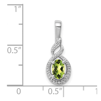 Sterlingsilber Rhodiniert Peridot & Diamant. Anhänger