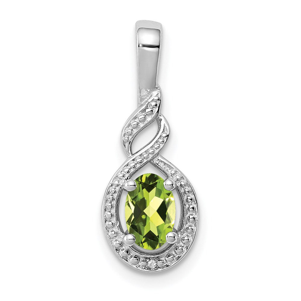 Sterlingsilber Rhodiniert Peridot & Diamant. Anhänger