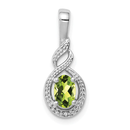 Sterlingsilber Rhodiniert Peridot & Diamant. Anhänger