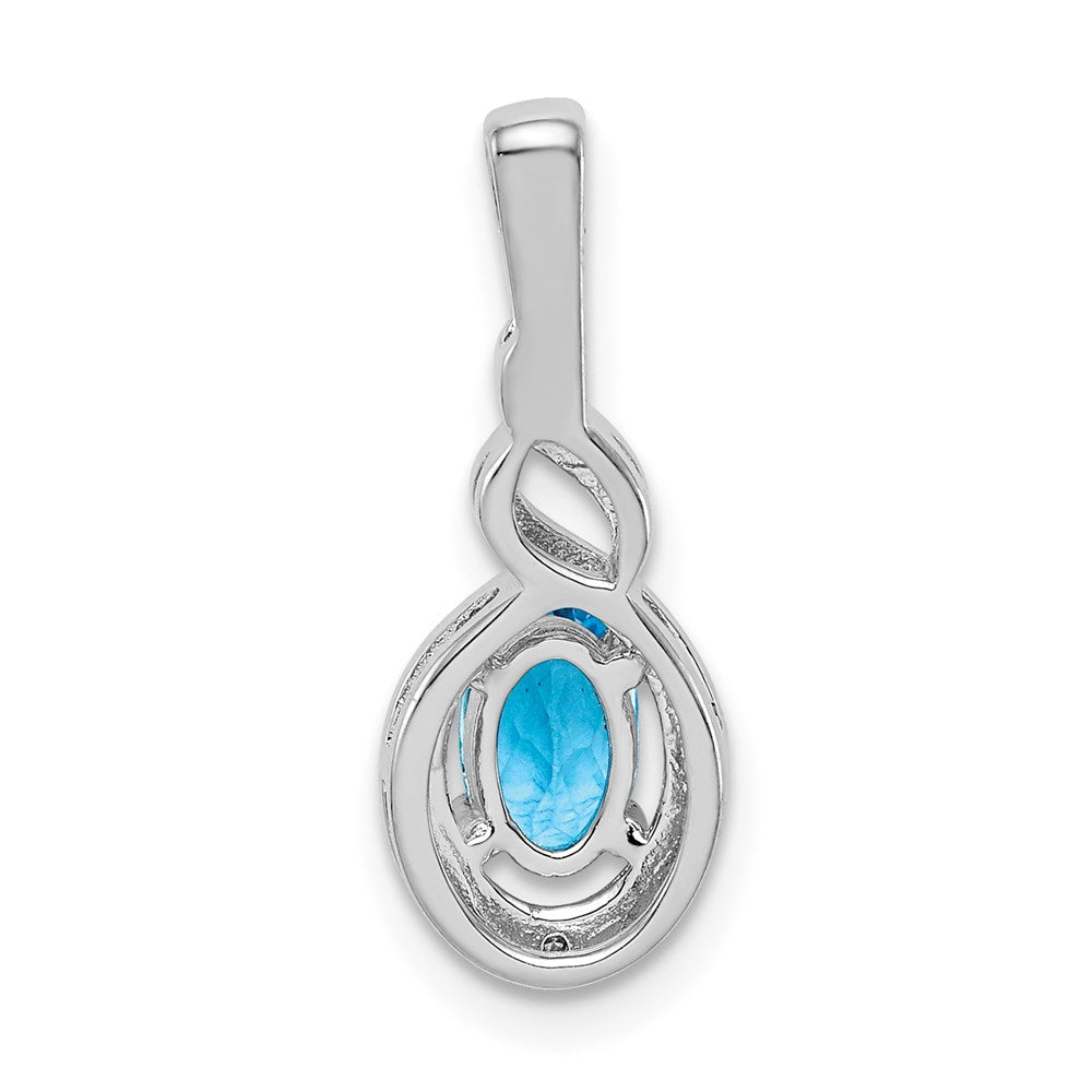 Sterlingsilber Rhodiniert Schweizer Blautopas & Diamant. Anhänger