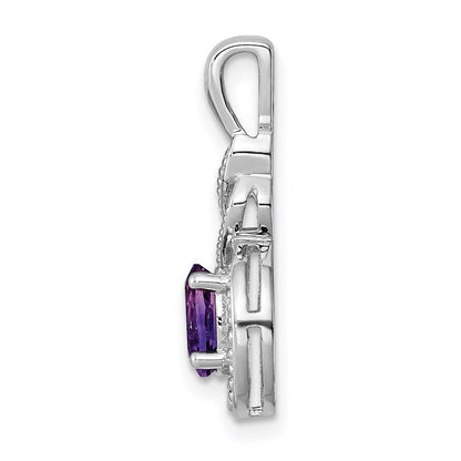 Sterlingsilber Rhodiniert Amethyst & Diamant. Anhänger
