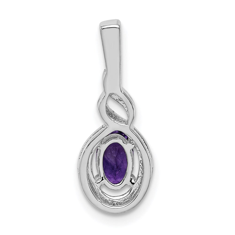 Sterlingsilber Rhodiniert Amethyst & Diamant. Anhänger