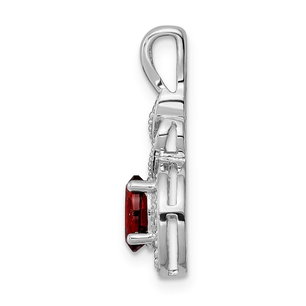 Sterlingsilber Rhodiniert Granat & Diamant. Anhänger