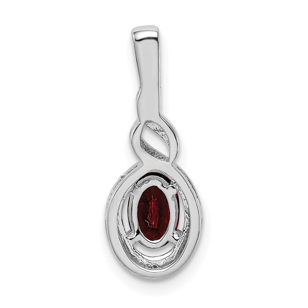 Sterlingsilber Rhodiniert Granat & Diamant. Anhänger