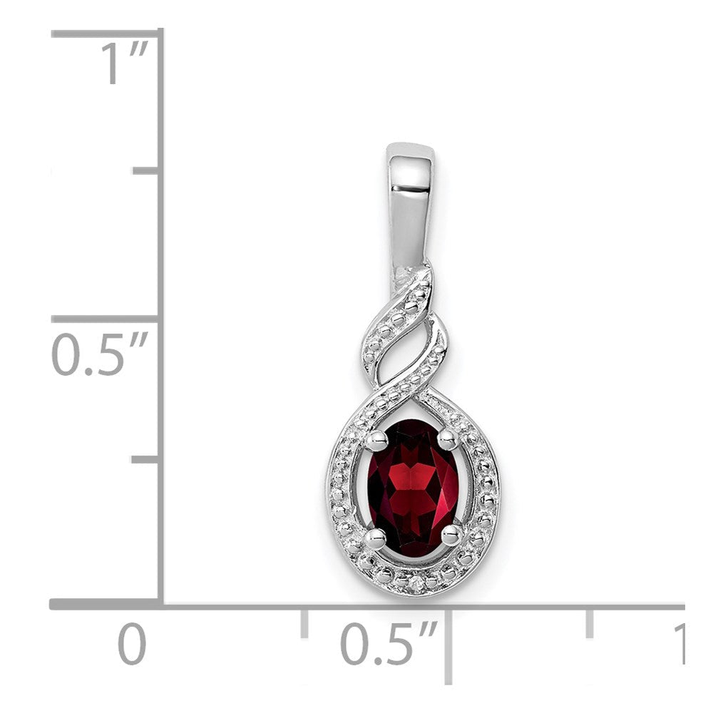 Sterlingsilber Rhodiniert Granat & Diamant. Anhänger
