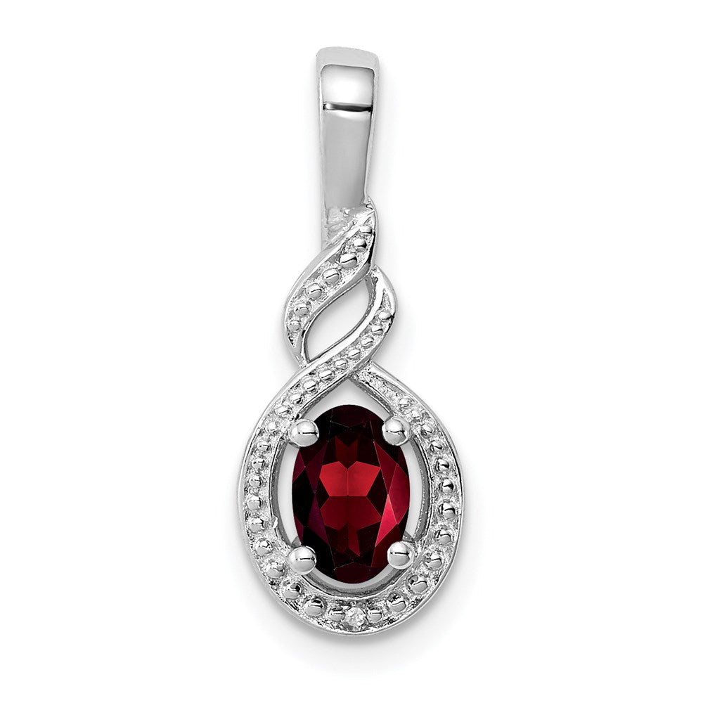 Sterlingsilber Rhodiniert Granat & Diamant. Anhänger