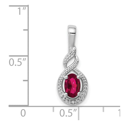 Sterlingsilber Rhodiniert Erzeugt Rubin & Diamant. Anhänger