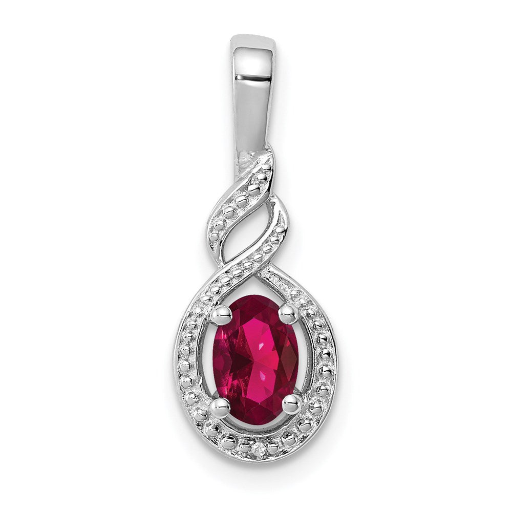 Sterlingsilber Rhodiniert Erzeugt Rubin & Diamant. Anhänger
